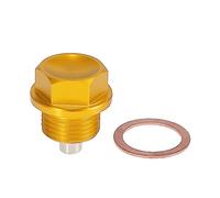 X AUTOHAUX 1 Set M18 x 1.5 Magnetic Oil Drain Plug Sump Drain Nut Gold Tone