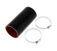 X AUTOHAUX 1 Set Straight Coupler Silicone Hose 65mm/2.56" ID 150mm/5.91" Length 0° Car Silicone Hose Coolant Hose W/Clamps 3-Ply 4mm Thick Air Intake/Turbo/Intercooler Piping Tube Black Red