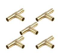 X AUTOHAUX 10mm Hose Barb Brass 3 Way Tee Connector Adaptor 5pcs