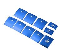X AUTOHAUX 10pcs Car Interior Aluminum Door Armrest Button Cover Inner Door Power Window Switch Stickers for Toyota CHR 2017-2021 Blue