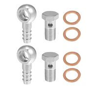 X AUTOHAUX 14mm ID 12mm OD M14x1.5 Banjo Fitting Adapter Silver Tone - 8 Pcs