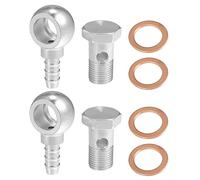 X AUTOHAUX 16mm ID 10mm OD M16x1.5 Banjo Fitting Adapter Silver Tone - 8 Pcs