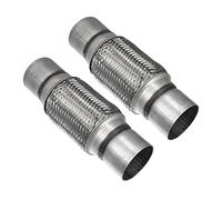 X AUTOHAUX 2.5"x6"x10" Car Exhaust Flex Pipe with Welding Extension Pipe | 2 Pcs, Stainless Steel Material, Weld In, Vibration Relief, Flexible Pipe