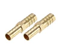 X AUTOHAUX 2 Pcs 10mm - 8mm Straight Shaped Barb Brass Hose Fitting Connector