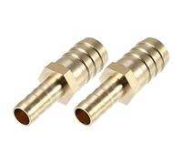 X AUTOHAUX 2 Pcs 16mm -10mm Straight Shaped Barb Brass Hose Fitting Connector