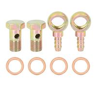 X AUTOHAUX 2 Sets 16mm Banjo Hose Barb Bolt Fitting Banjo Bolt Washer Bronze Tone Metal for Motorcycle Car