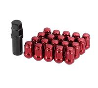 X AUTOHAUX 20pcs Car M12x1.5 Bulge Acorn Wheel Lug Nuts Cone Seat Tool with 1 Key Red