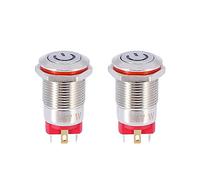 X AUTOHAUX 2pcs 12mm Car Metal Latching Push Button with Red LED DC 9V-36V 4Pin