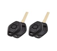 X AUTOHAUX 2pcs 3 Buttons Uncut Insert Key Fob Case Remote Control Key Shell Case Replacement for BMW 1 3 5 6 7 Series E38 E39 E46 E60 E61 E81 E83 E85 X3 X5 Z3 Z4