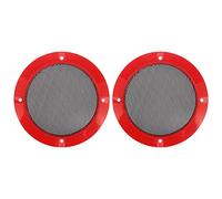 X AUTOHAUX 2pcs 4" Red Car Audio Speaker Cover Grill Glossy Guard Protector