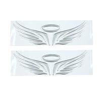 X AUTOHAUX 2pcs Silver Tone Angel Wings Pattern Auto Car Sticker 3D Decal