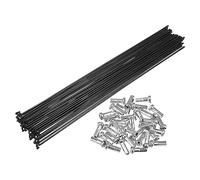 X AUTOHAUX 36pcs Bicycle Carbon Steel Spokes 14G 224mm with Nipples Black