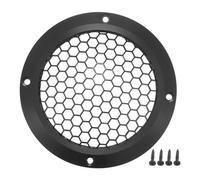 X AUTOHAUX 4" Speaker Grills Cover Mesh Round with Mounting Screws Iron Aluminum Alloy Black - Pack of 1