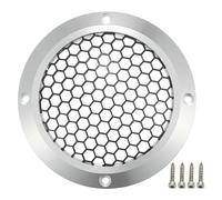 X AUTOHAUX 4" Speaker Grills Cover Mesh Round with Mounting Screws Iron Aluminum Alloy Silver Tone Black - Pack of 1