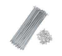 X AUTOHAUX 48 Set 10G Bicycle Spokes 225mm Bike Wheel Spokes Carbon Steel Galvanized Silver Tone