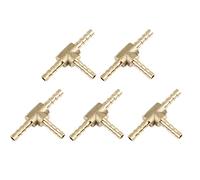 X AUTOHAUX 4mm Hose Barb Brass Joiner Tee 3 Way Adaptor for Air Water Oil 5pcs