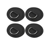 X AUTOHAUX 4pcs 11cm Black D Ring Patch Pad PVC Stainless Steel for Surfboard