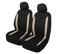 X AUTOHAUX 4pcs Car Seat Covers Head Rest Cover Car Seat Covers Beige Black
