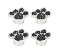 X AUTOHAUX 4pcs Car Universal Rhinestone Tire Valve Cap Bear Paw Shape Black