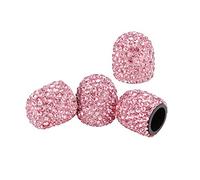 X AUTOHAUX 4PCS Valve Stem Caps Faux Crystal Bling Car Accessories Pink