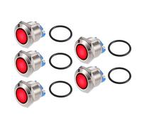 X AUTOHAUX 5 Pcs Indicator Light 19mm 12V AC DC Metal Shell for Car Red | Waterproof, Pilot dash signal lamp, for Truck Boat Interior, LED, for Car Truck Boat Interior