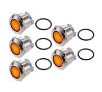X AUTOHAUX 5 Pcs Indicator Light 19mm 12V AC DC Metal Shell | waterproof pilot, Yellow, dash signal lamp, for Car Truck Boat Interior, LED