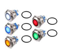 X AUTOHAUX 5 Pcs LED Indicator Light 16mm 12V AC DC Metal Shell | waterproof pilot, dash signal lamp, Multicolored, for Car Truck Boat Interior