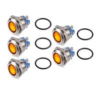 X AUTOHAUX 5 Pcs LED Indicator Light 16mm 12V AC DC Metal Shell | waterproof pilot, Yellow, dash signal lamp, for Car Truck Boat Interior