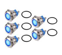 X AUTOHAUX 5 Pcs LED Indicator Light 16mm 12V Dash Signal Lamp Interior Blue