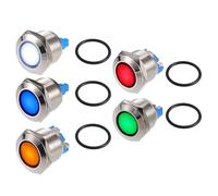 X AUTOHAUX 5 Pcs LED Indicator Light 19mm 12V AC DC Metal Shell | waterproof pilot, dash signal lamp, Multicolored, for Car Truck Boat Interior Multicolored