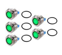 X AUTOHAUX 5 Pcs LED Indicator Light 19mm 12V AC DC Metal Shell | waterproof pilot, Green, for Car Truck Boat Interior