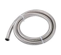 X AUTOHAUX 5ft AN8 Universal Car Braided Oil Fuel Gas Line Hose Silver Tone