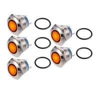 X AUTOHAUX 5Pc LED Indicator Light 16mm 12V Dash Signal Lamp Internal Yellow