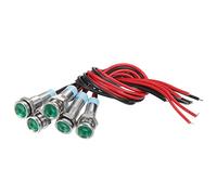 X AUTOHAUX 5pcs 6mm 1/4" Interior LED Indicator Lights Flat Head 150mm Green