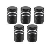 X AUTOHAUX 5pcs Black Car Bike Round Tire Valve Stem Cap with Rubber Seal 17mm