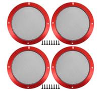 X AUTOHAUX 6.5" Car Speaker Grills Cover Mesh Round with Screws Red - 4 Pcs