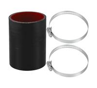X AUTOHAUX 65mm/2.56" ID 100mm 3.94" Length 0 Degree Silicone Straight Coupler Hose 4-Ply Reinforced 5mm Thick Straight Silicone Hose Coupler W/Clamps Turbo Intercooler Pipe Black Red 1 Set