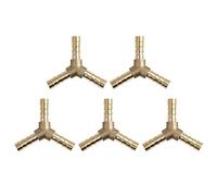 X AUTOHAUX 6mm Brass Hose Barb Fitting 3 Way Y Joiner for Air Water Oil 5pcs