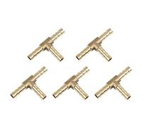 X AUTOHAUX 6mm Hose Barb Brass Joiner Tee 3 Way Adaptor for Air Water Oil 5pcs