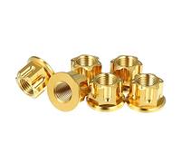 X AUTOHAUX 6pcs Titanium Alloy M12 Pitch 1.25mm Flange Bolt Nut Gold Tone