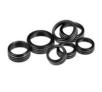 X AUTOHAUX 7pcs Black Aluminum Alloy Car AC Climate Control Ring Knob Cover
