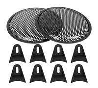 X AUTOHAUX 8'' Car Speaker Subwoofer Metal Black Waffle Grill Cover Guard 2pcs