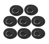 X AUTOHAUX 8pcs 8cm Black D Ring Patch Pad PVC Stainless Steel for Surfboard