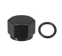 X AUTOHAUX AN10 Universal Flare Cap Fitting Adapter with O-Ring Black - 2 Pcs