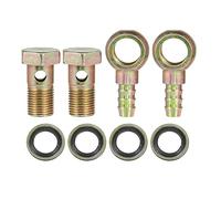 X AUTOHAUX Banjo Bolt M16x1.5 11mm Banjo Hose Barb Bolt Fittings Brake Line Fitting Adapter with Copper Washers for Motorcycle Car (Set of 2)