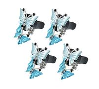 X AUTOHAUX Car Air Conditioner Butterfly Shape Clips Outlet Vent Blue 4 Pcs