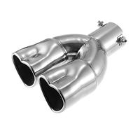 X AUTOHAUX Car Dual Exhaust Tip Pipe Heart Shaped 2.5" Metal Silver Tone