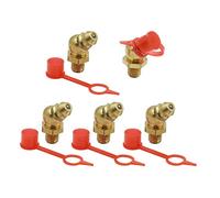 X AUTOHAUX Car M6 Brass 45 Degree Angle Grease Nipple Fittings W/Cap 5 Set