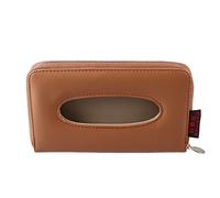 X AUTOHAUX Car Sun Visor Backseat Tissue Napkin Box Holder PU Leather Brown