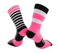 X AUTOHAUX Cycling Socks Sweat-Absorbent Anti-Odor Anti-Friction Outdoor Bike Socks Black Pink Size S Neutral and Universal 1 Pair